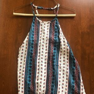 Patterned High Neck Tank Top